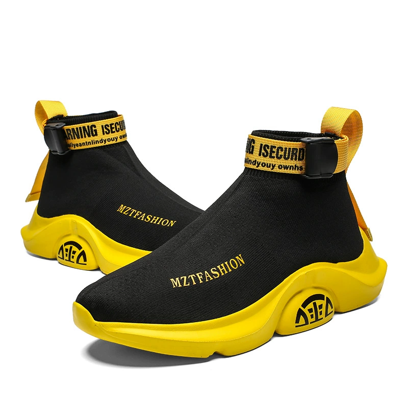 Leisure high-top knitted sneakers with elastic socks, platform low boots, sports shoes, comfortable footwear