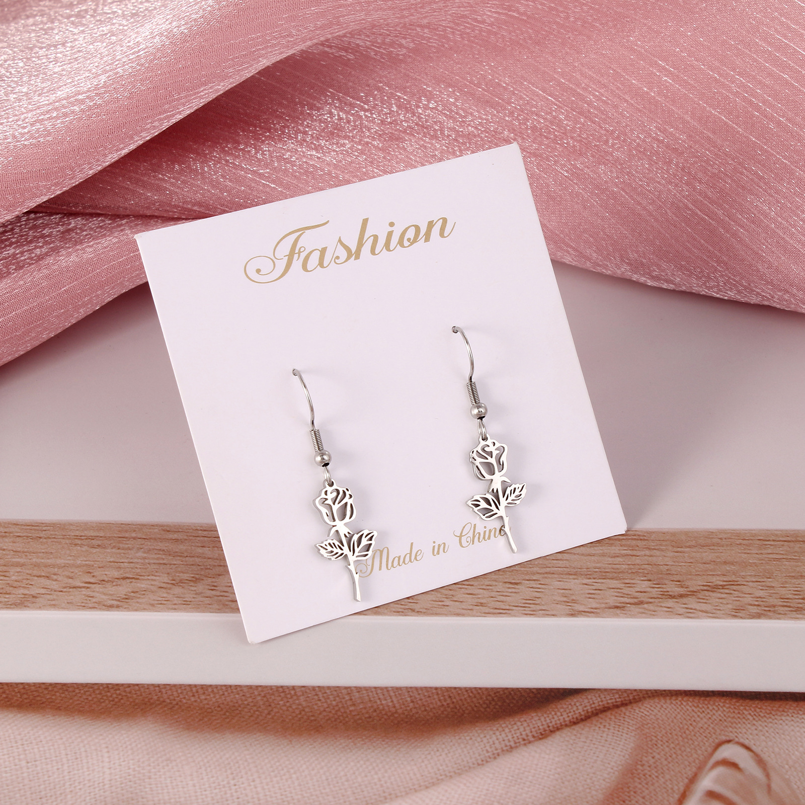 Fashion Portrait Stainless Steel Polishing Drop Earrings 1 Pair