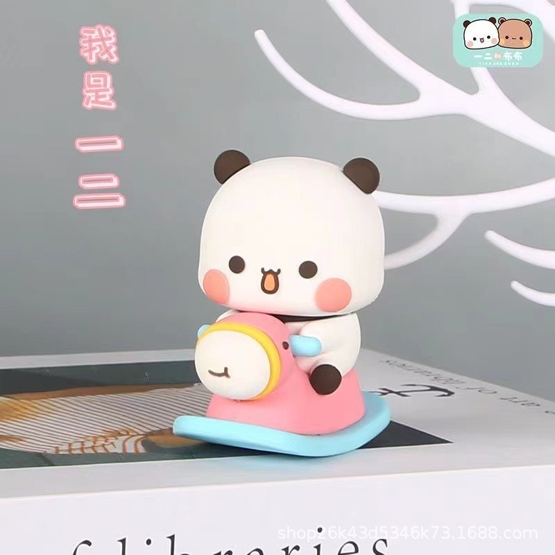 パンダ 1 と 2 と Bubu デスクトップ人形フィギュア車の装飾品漫画かわいいアニメーション装飾品トレンディなおもちゃ人形|undefined
