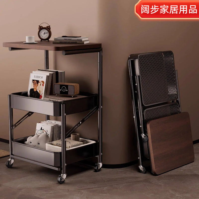 零食小推车置物架客厅分层架落地收纳架床边柜储物架移动茶几桌子