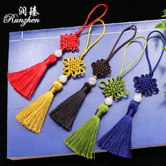 No. 7, 6-piece Chinese knot tassel pendant—six-piece square victory knot with jade bead tassels, U-shaped incense pouch, bookmark, and small-sized hanging charm.