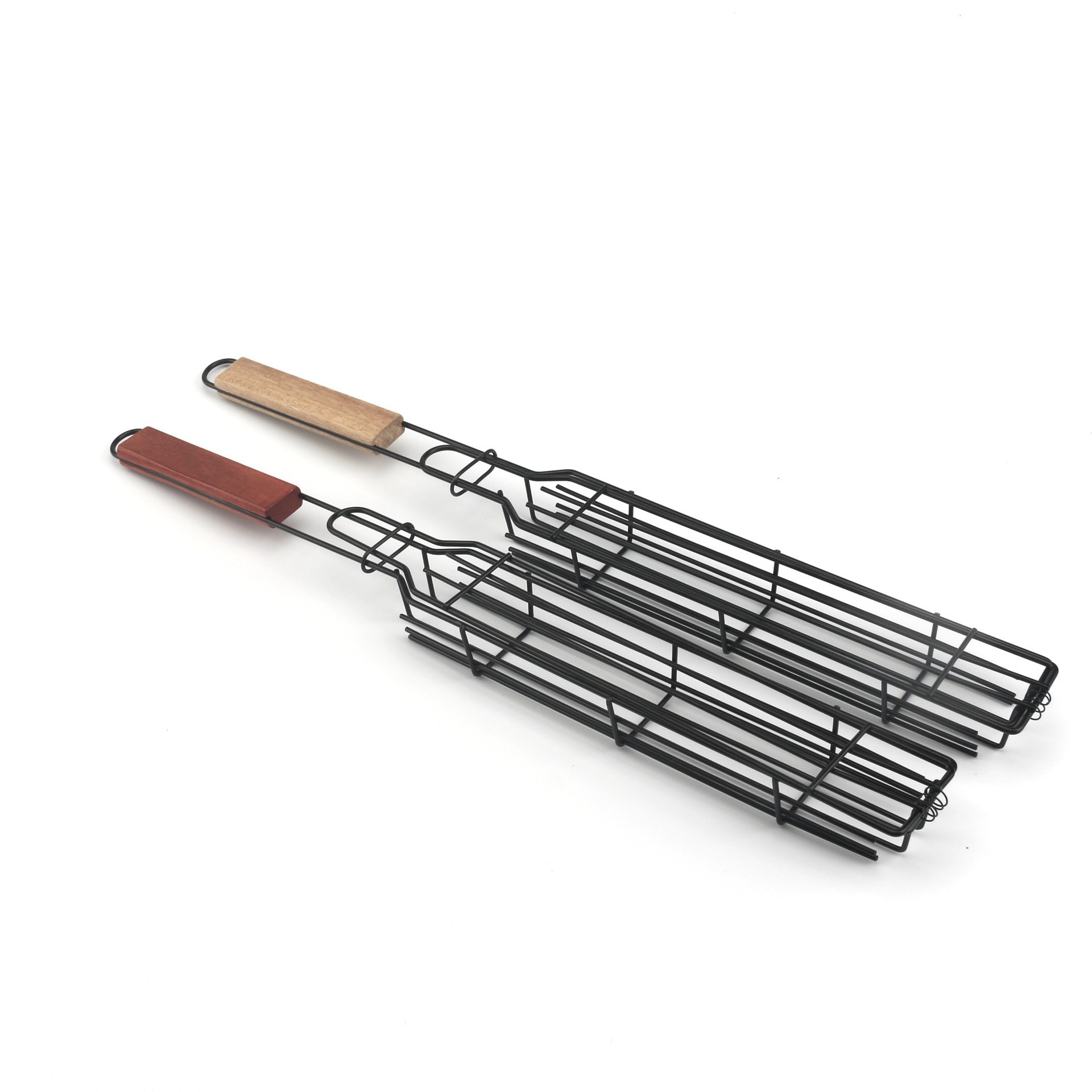 FCM certified outdoor wooden handle barbecue cage camping barbecue barbecue tool non-stick barbecue net picnic BBQ barbecue 5
