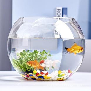 Desk Glass Fish Tank Goldfish Tank Aquarium Living Room Small Desktop Turtle Tank Transparent Round Home Other