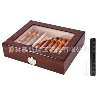 Cross-border Wooden Cigar Storage Box Cigar Collection Box Wooden Handmade Cigar Wet Box Square Flip Wooden Box