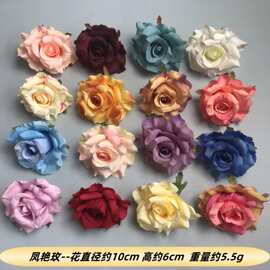 毛布凤艳玫瑰花头仿真花 手工diy工艺品花环婚庆胸花簪花头饰假花