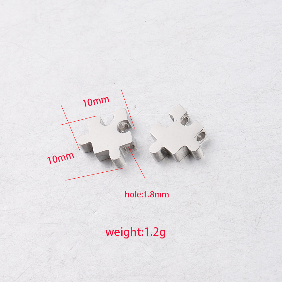 2g Weight 1 Piece Diameter 10mm 304 Stainless Steel PVD Coated Real Gold Plated Jigsaw Customization Laser Engraving Beads DIY Jewelry Accessories