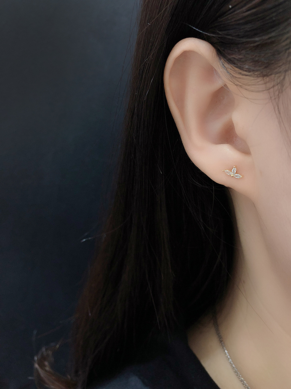 Fashion Geometric Sterling Silver Inlay Zircon Ear Studs 1 Pair