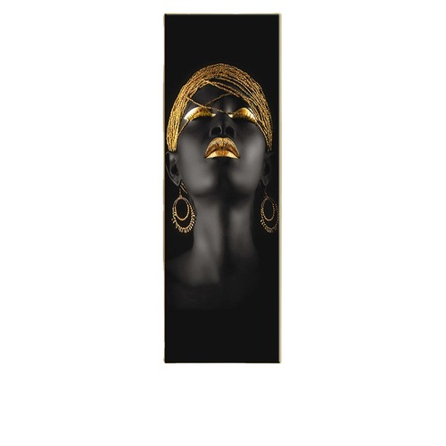 Woman holding gold jewelry wall art canvas painting poster sofa background wall decoration hanging painting painting core