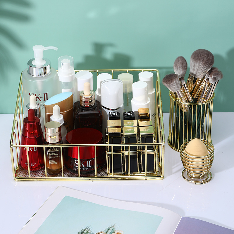 ins化妆品收纳架美妆达人化妆品收纳铁艺架各类护肤化妆品收纳架