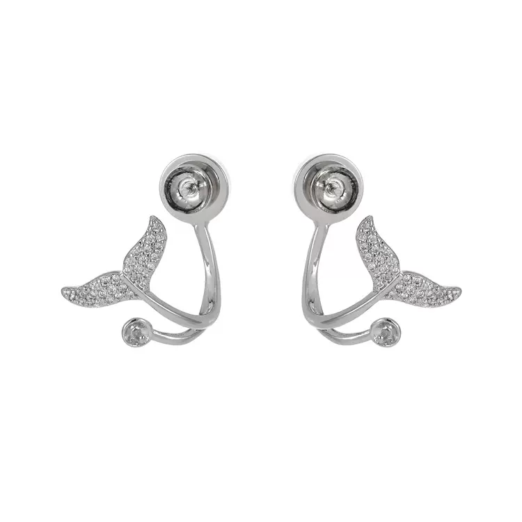 S925银针超仙气珍珠款美人鱼尾巴耳钉女日韩气质百搭耳钉耳饰批发