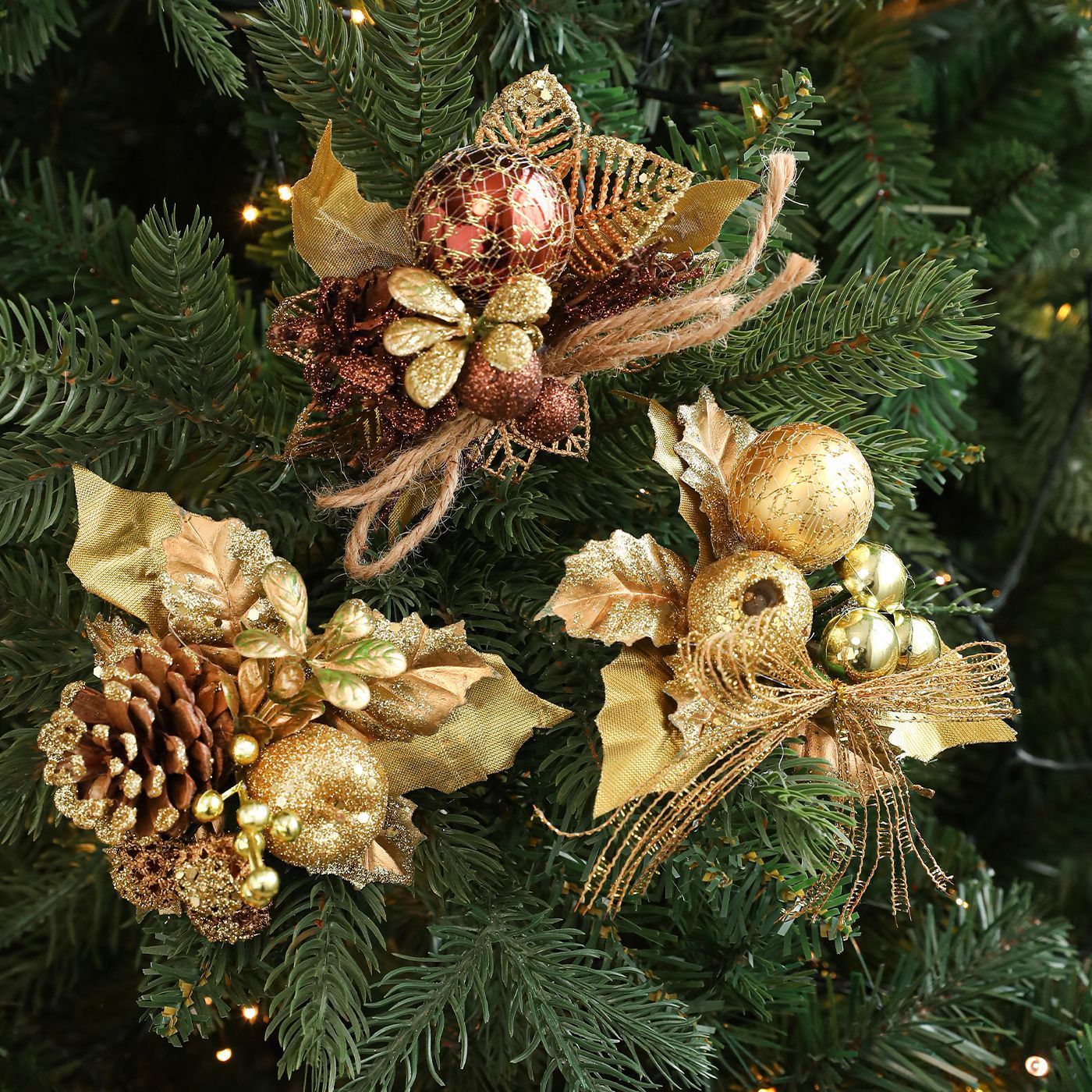 Navidad transfronteriza fruta roja fruta dorada hojas de fruta dorada árbol de Navidad guirnaldas de caña decoración ornamentos de flores suministros de atmósfera