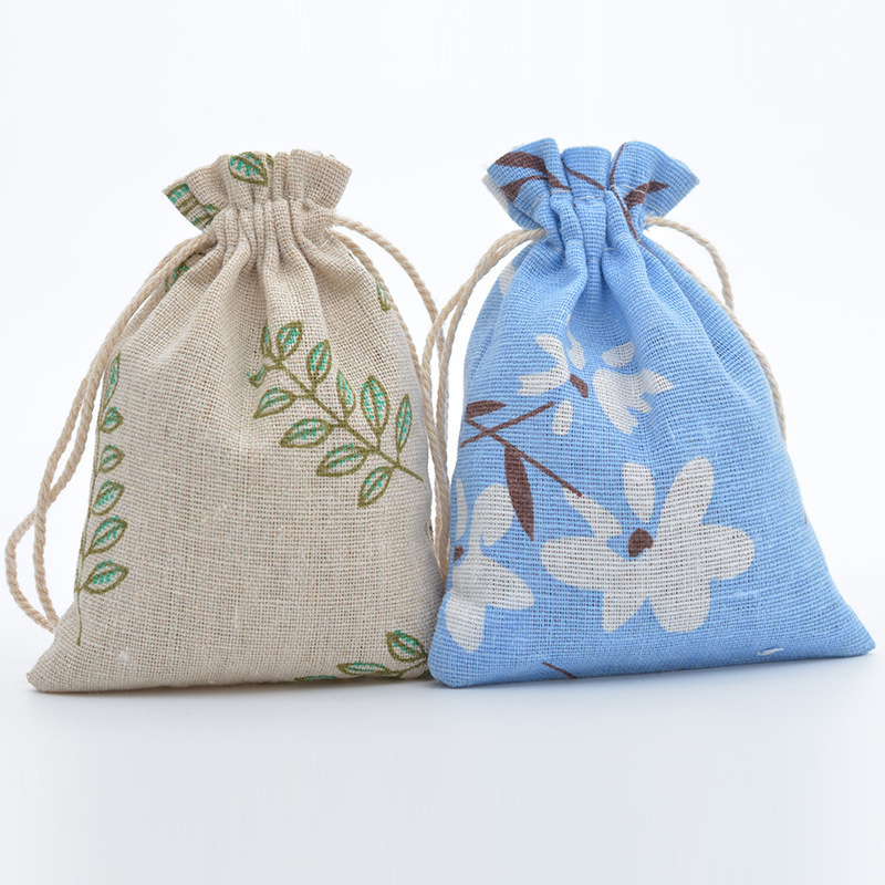抽绳棉麻布束口袋印花文玩佛珠首饰收纳香包袋子束口小布袋子定制