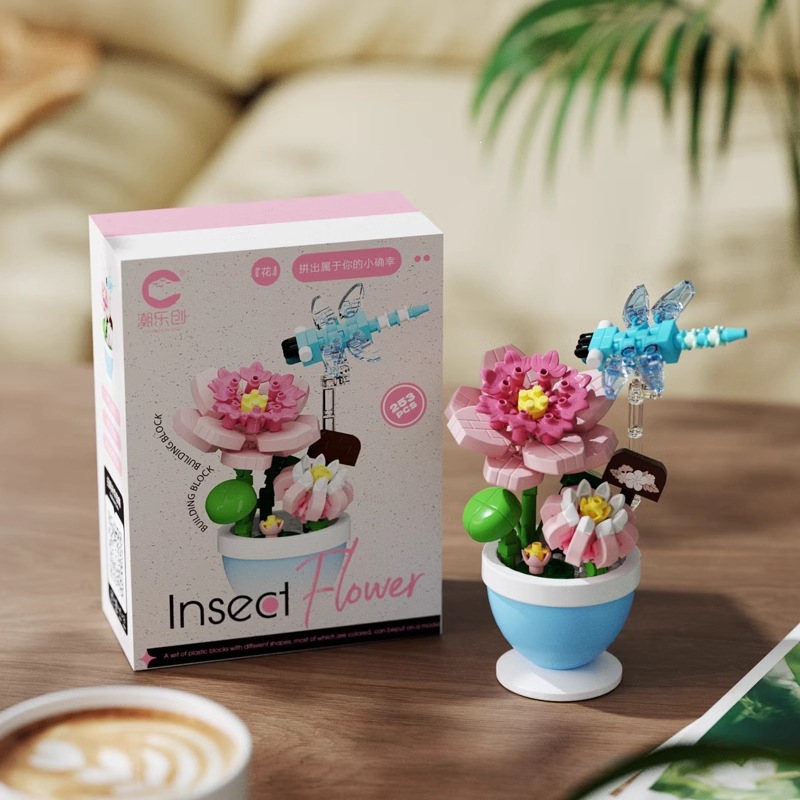 Chao Le Chuang 7345 - 7348 flores interestelares arco iris ramo de flores ensamblaje bloques de construcción juguetes para niños niñas rompecabezas adornos