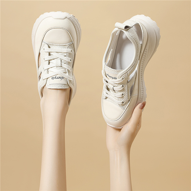 Giày sneaker nữ chunky đế dày lưới thoáng khí mùa hè 2026 — 6159 Màu vàng, 6159 Màu be