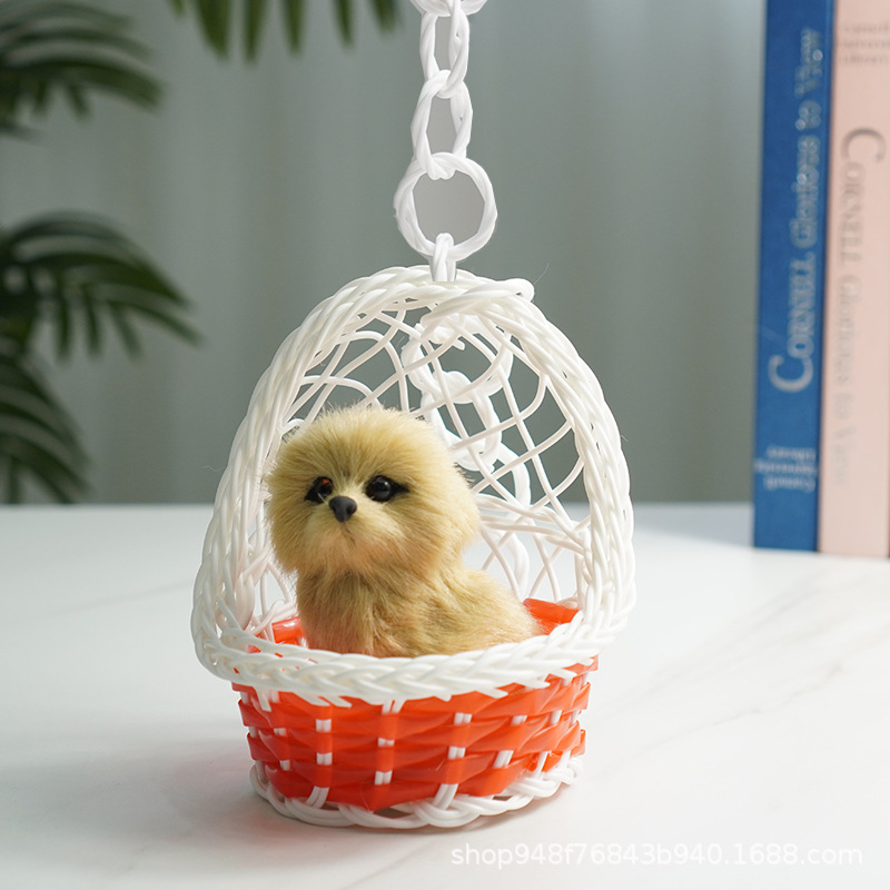 오렌지 교수형 바구니 + 노란색 개가 짖습니다