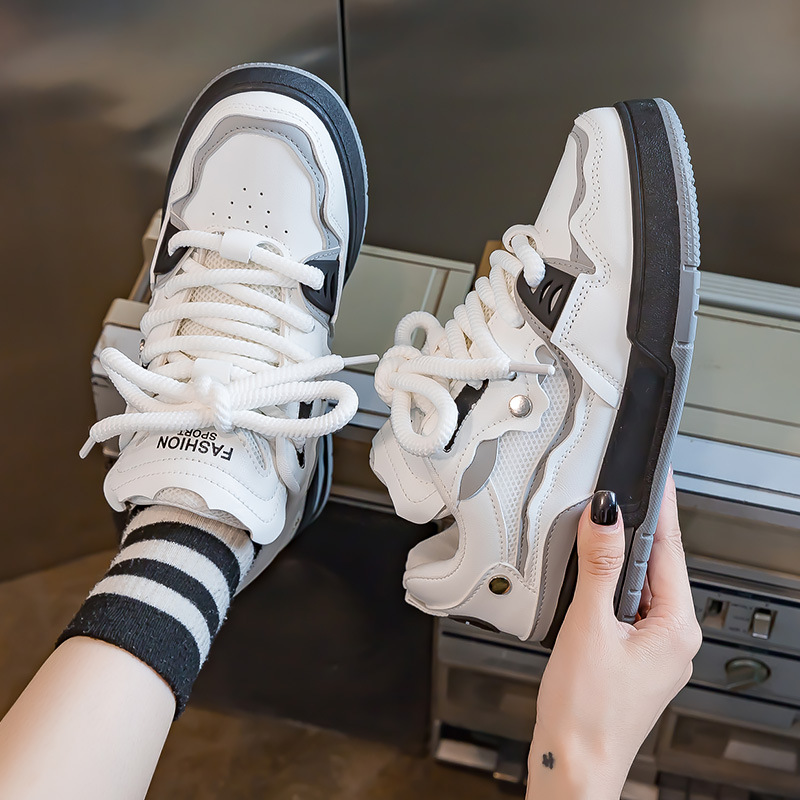 2023 nuevos zapatos blancos de Panda retro zapatos deportivos casuales para mujer Zapatillas de plataforma zapatos de pan para mujer 1933 image 6
