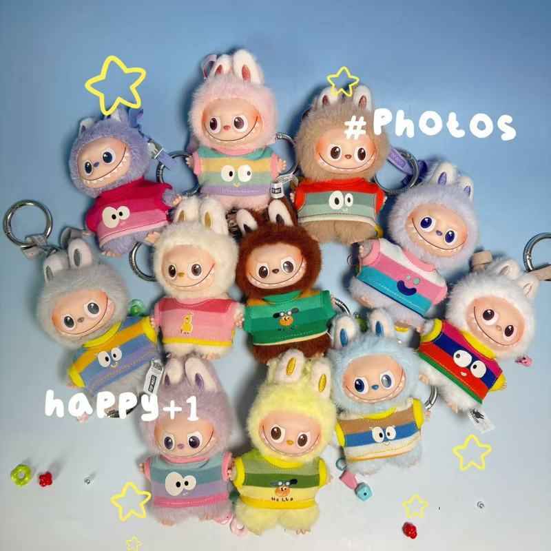 Does Not Include Doll} Labubu Doll Clothes T-Shirt 4Th Generation Keychain Clothing 4.0 Dress-Up Doll Clothes Colorful Striped Short Sleeves