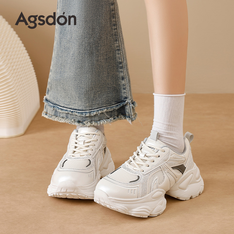Augustion White Daddy Shoes Mujer 2025 Nuevo verano Mesera Moda Zapatos casuales Suela gruesa Zapatillas ligeras