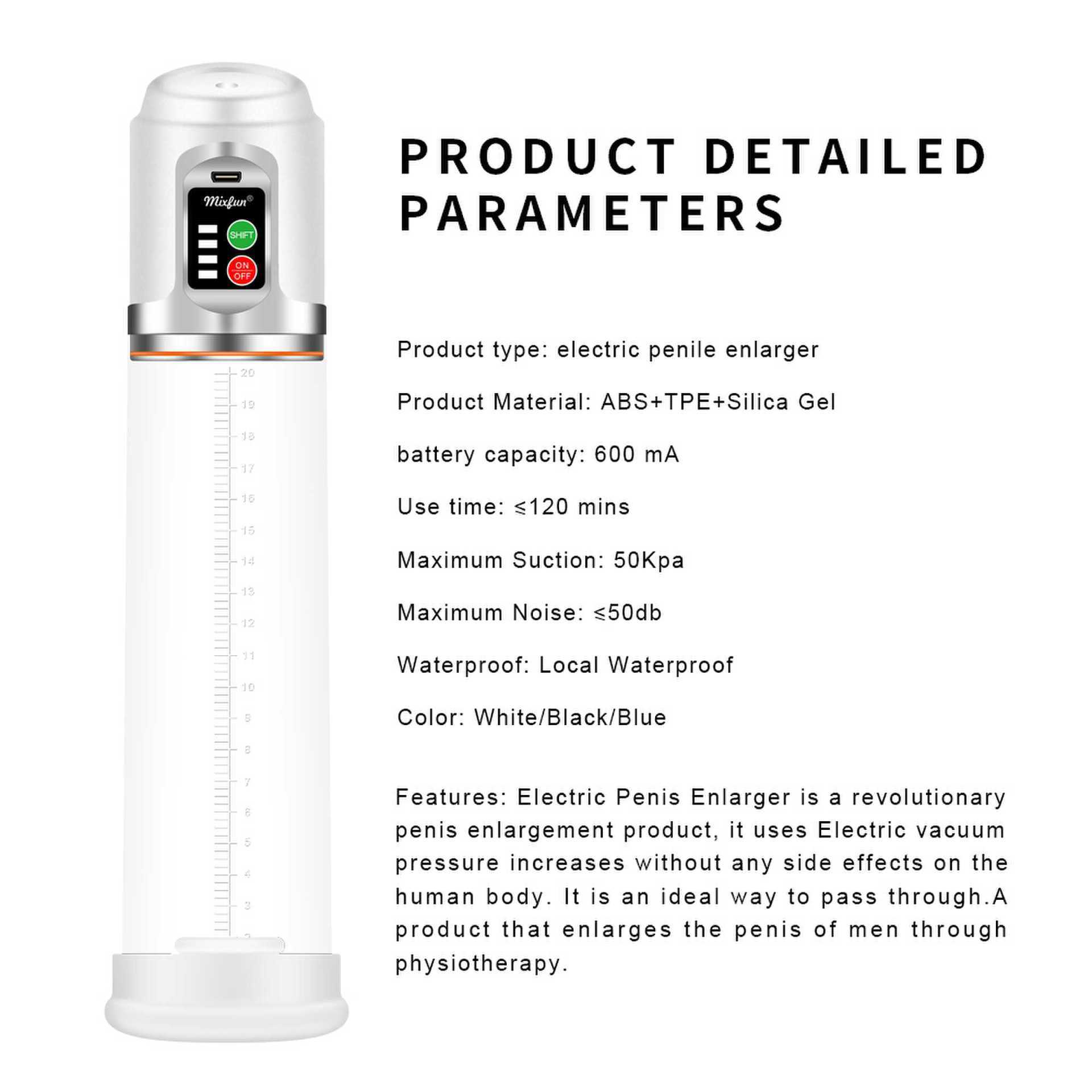 Men’s Negative Pressure Vacuum Masturbation Device MM-230, Smart LCD Trainer, Button Control — detail image 10