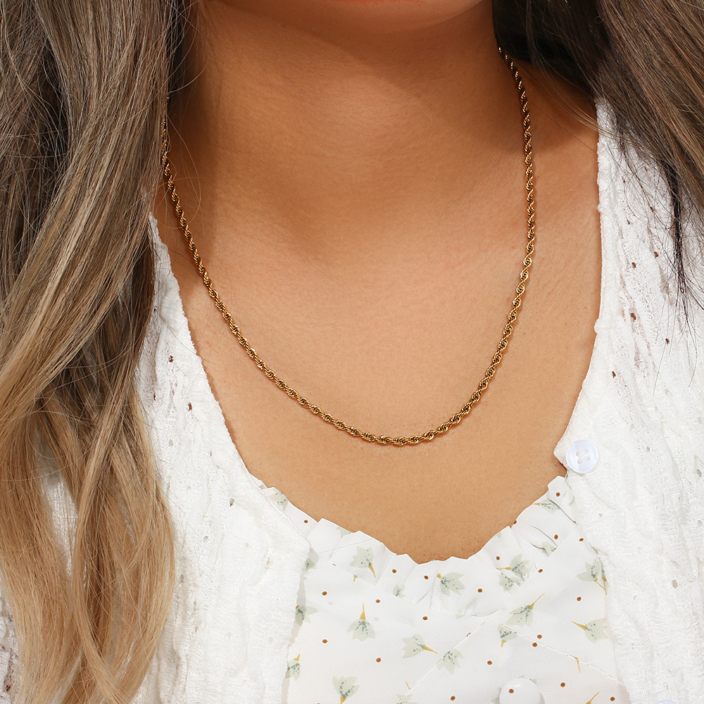 Geometric, Solid Color Pattern Women's Gender PVD Coated Real Gold Plated Geometric Solid Color Stainless Steel Titanium Steel Vintage Style Waterproof Non Tarnish Necklace