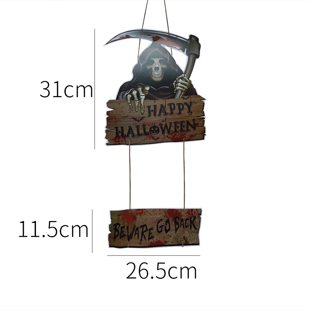 Colgante de bandera de halloween suministros de fiesta decoración de la escena esqueleto fantasma banderín calabaza papel guirnallado