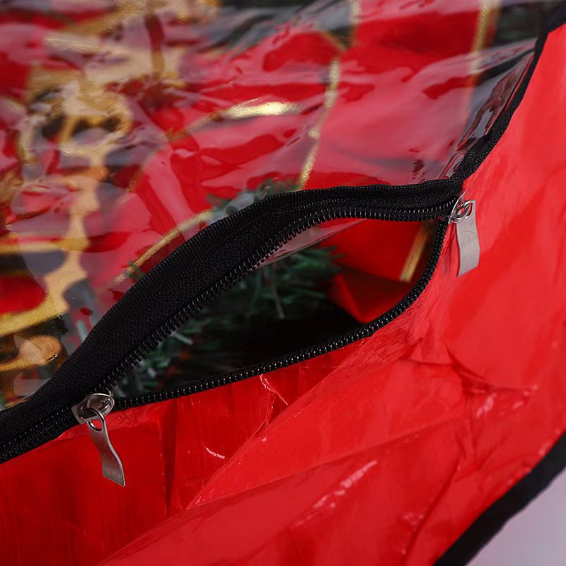 Bolsa de almacenamiento de guirnalda de Navidad transfronteriza pe pvc decoración de Navidad transparente de una cara bolsa colgante de almacenamiento de corona redonda