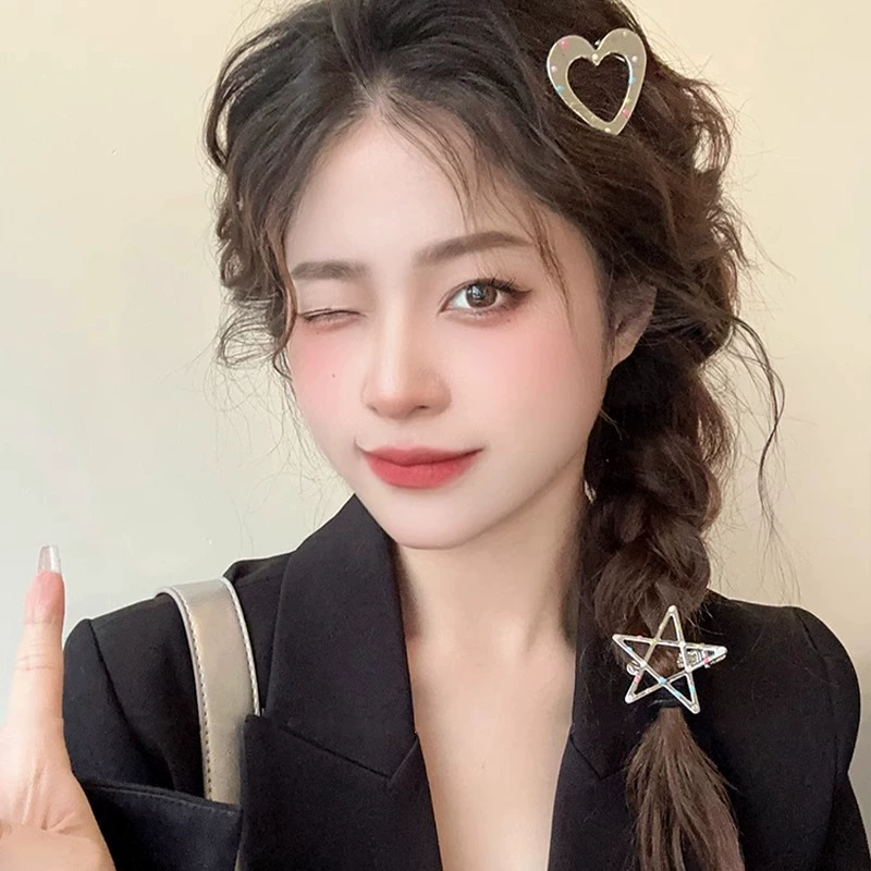 Металлическая настоящая заколка для волос, челка, аксессуар для волос