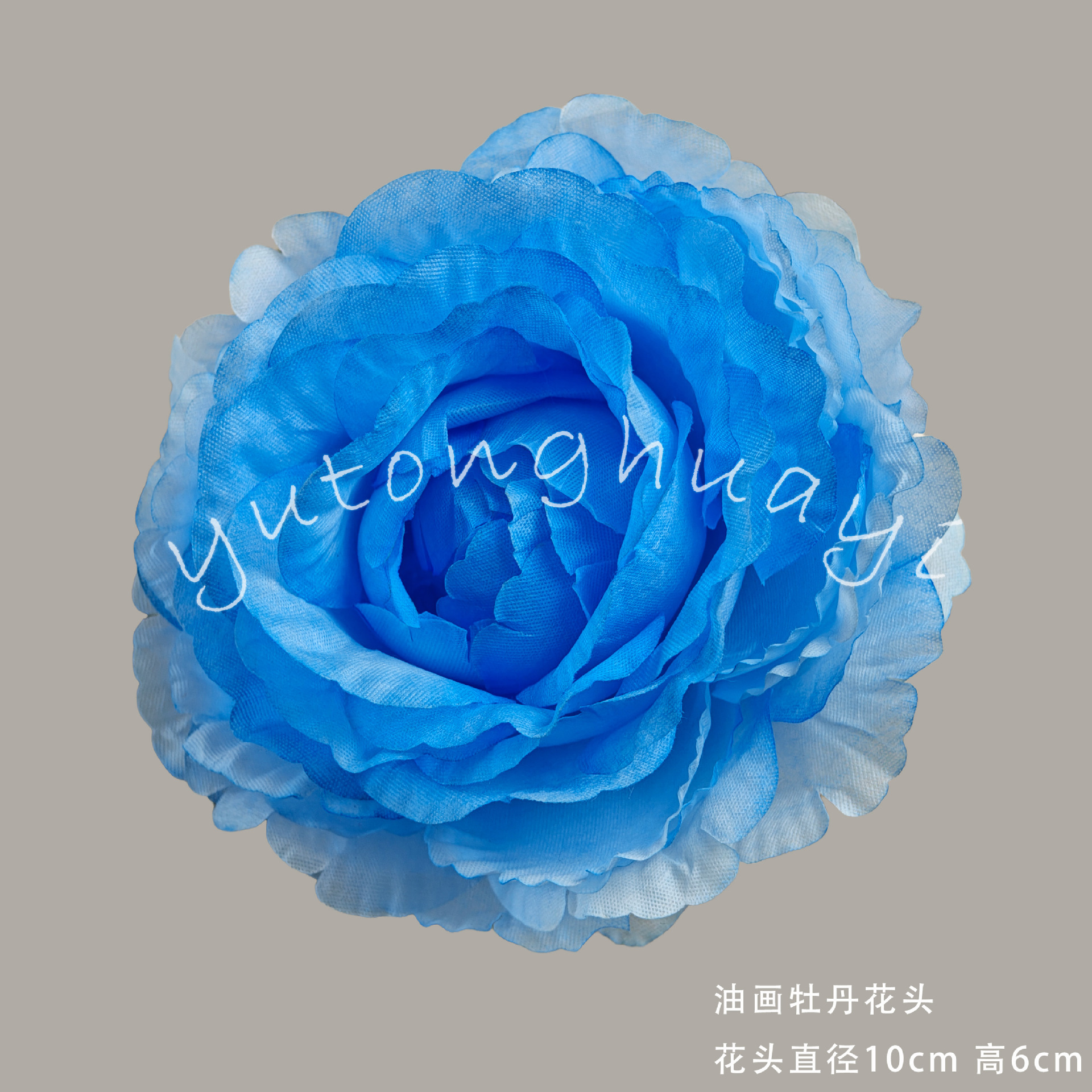 Oil painting peony flowers-light blue