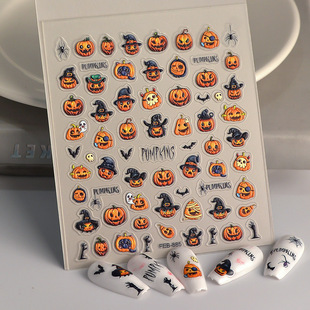 Net red nail stickers three-dimensional saints little ghost pumpkin waterproof nail stickers hand account gift decoration stickers 885