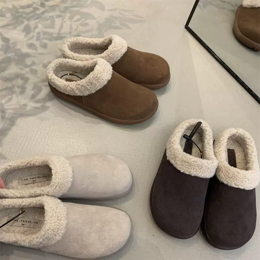 Меховые тапочки из овчины с цельной меховой отделкой, Birkenstock-стиль, закрытый носок, зимние утеплённые мули с мехом