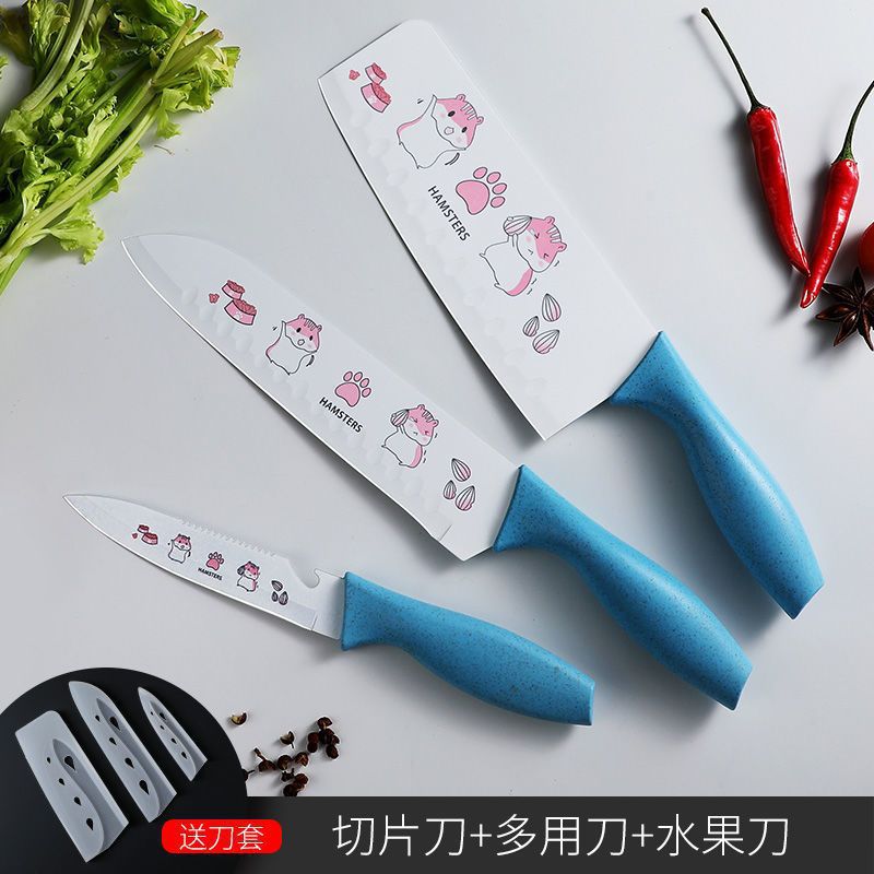 Cuchillo de cocina de doble cara cuchillo de corte de platos para bebés herramientas de alimentos auxiliares de cocina cuchillo de frutas dormitorio lindo cuchillo de impresión image 9