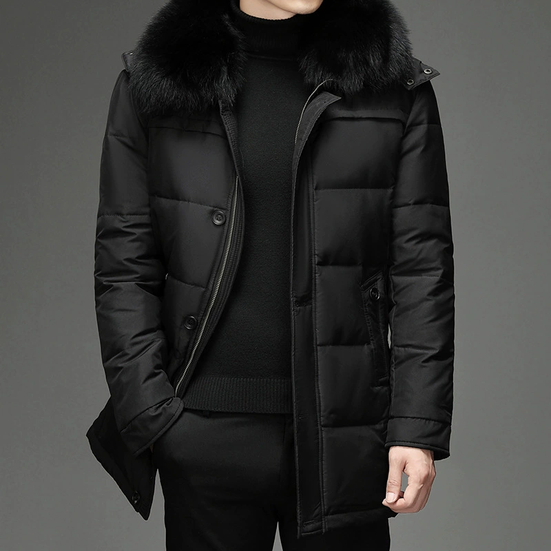 Новая трансграничная внешняя торговля, европейский и американский оптовый пуховик, мужское пальто средней длины для папы, утолщенный теплый наряд дедушки большого размера