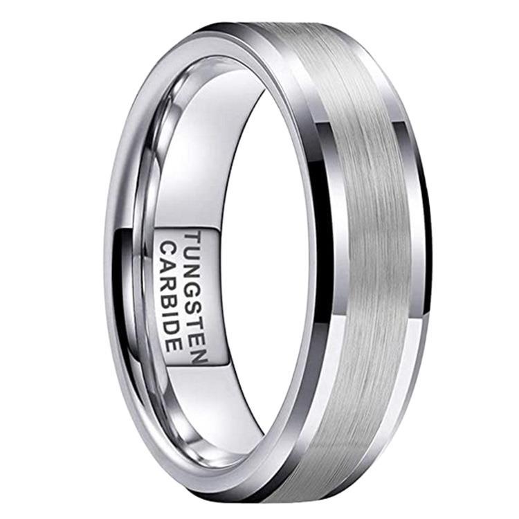 Tungsten Gold Men's Jewelry 6mm Wide Silver Black Gold Rose Rasha Chamfered Tungsten Steel Ring European and American Jewelry