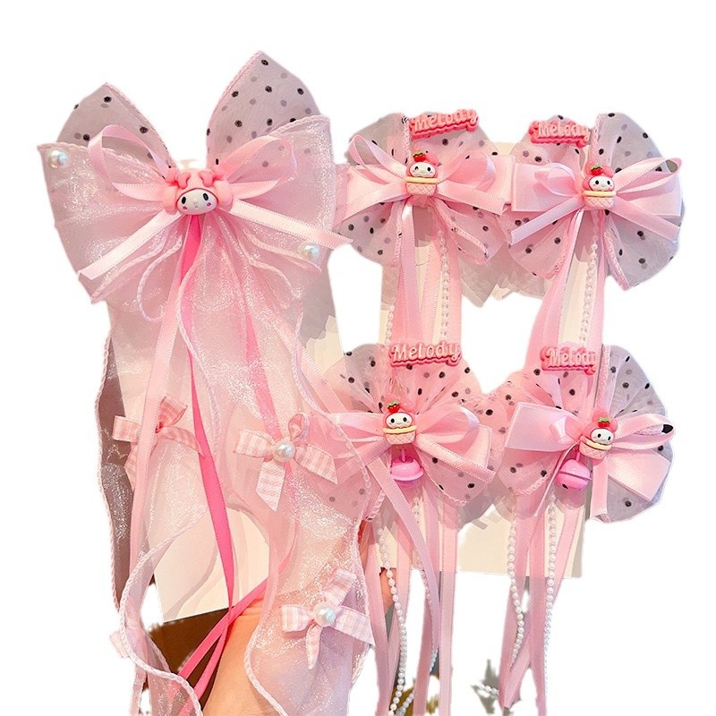 Niños estilo nacional Hanfu lindos Melody tarjeta de cabello de la niña arco rosa clip de la correa del tesoro de la mujer