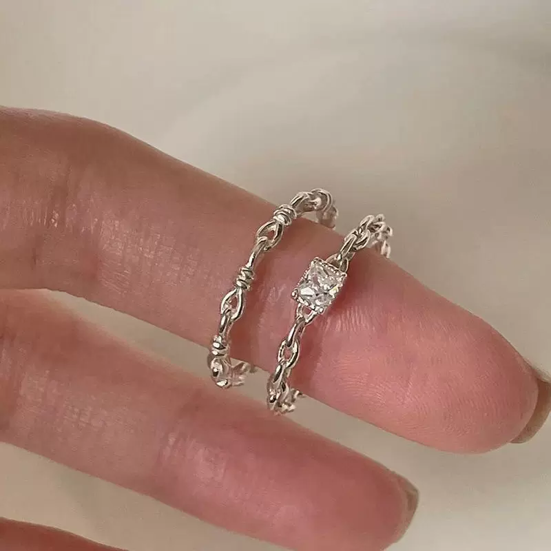 锆石戒指女开口可调节小众设计ins精致气质胖手指环食指戒闺蜜
