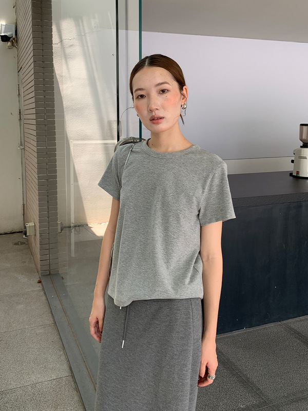 【配丝巾】基础款净版短袖T恤2025十三行秋新款简约百搭上衣T5618|undefined