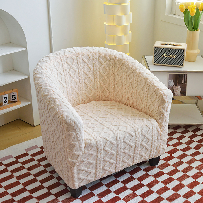 Anti-Scratch Half-Round Armchair All-Season Universal, Non-Slip Chair Cover, Comfortable And Warm Sofa Cover_voghion.com