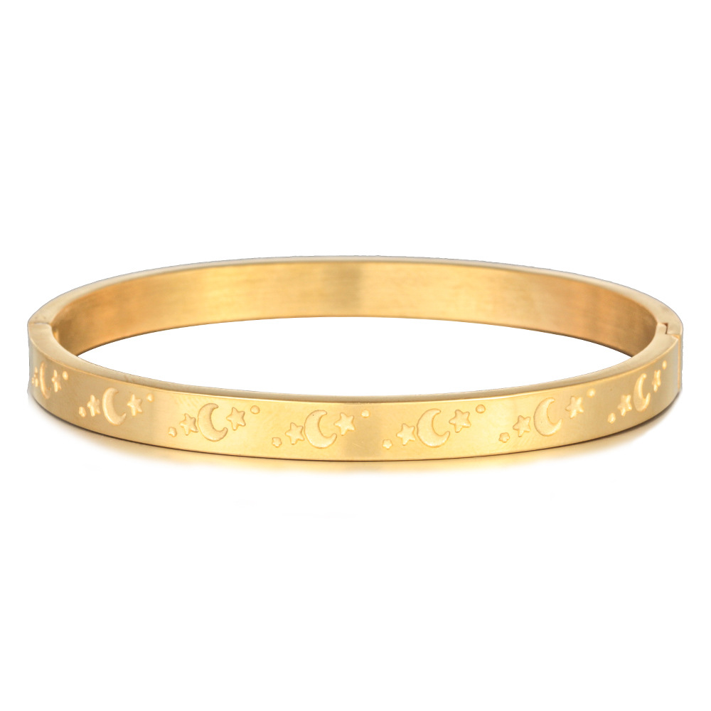 Simple Style Star Moon Titanium Steel Bangle Plating Stainless Steel Bracelets