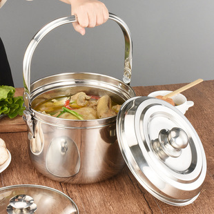 Thickened Energy-Saving 304 Stainless Steel Soup Stew Steaming Pot Insulation Bucket Fire-Free Cooking Pot Household Gas and Electric Dual-Purpose Pot