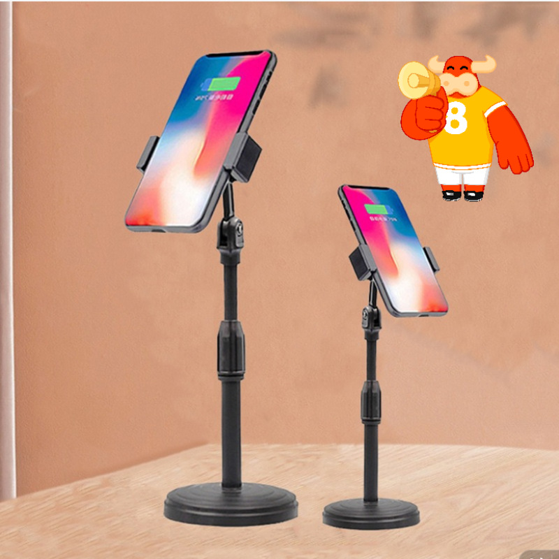 Disc mobile phone bracket lazy live mobile phone clip desktop retractable lifting rotating selfie stand watching TV stand