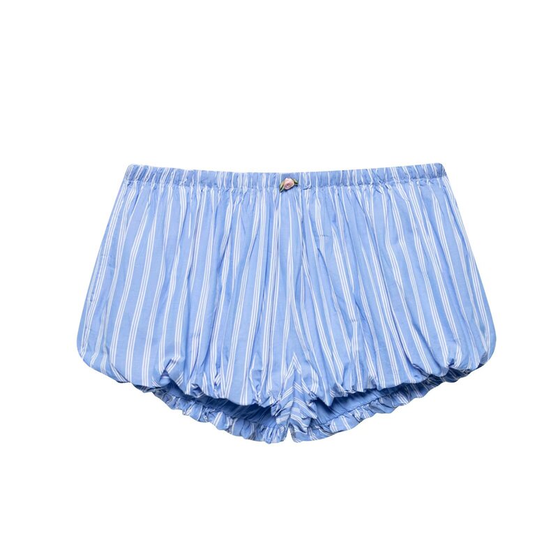 Cross-Border New 2024 European and American Style Aliexpress Popular Zar Two-Color Stripesd Puffy Mini Shorts Cross-Border New 2024 European and American Style Aliexpress Popular Zar Two-Color Stripesd Puffy Mini Shorts