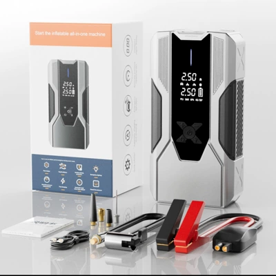 Electric Inflator 12V Power – Hava nasosu - qb12-jumper-cables-air-compressor-combo-8000mah-smart-clamps-22mm-cylinder