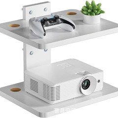 穴を開けないプロジェクターのスタンドルーターセットトップボックスのベッドの上のソファーの壁に木製の棚を取り付けます。
