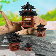 盆景亭子微景观假山水陆缸鱼缸造景小摆件中式古建筑模型凉亭