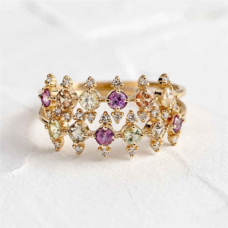 Fashion Geometric Sterling Silver Plating Artificial Gemstones Rings