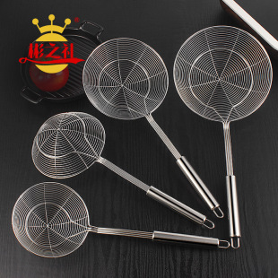 Stainless steel wire leakage with Hook double round four-wire thick hot pot colander kitchen fried dumplings strainer mesh leakage manufacturers