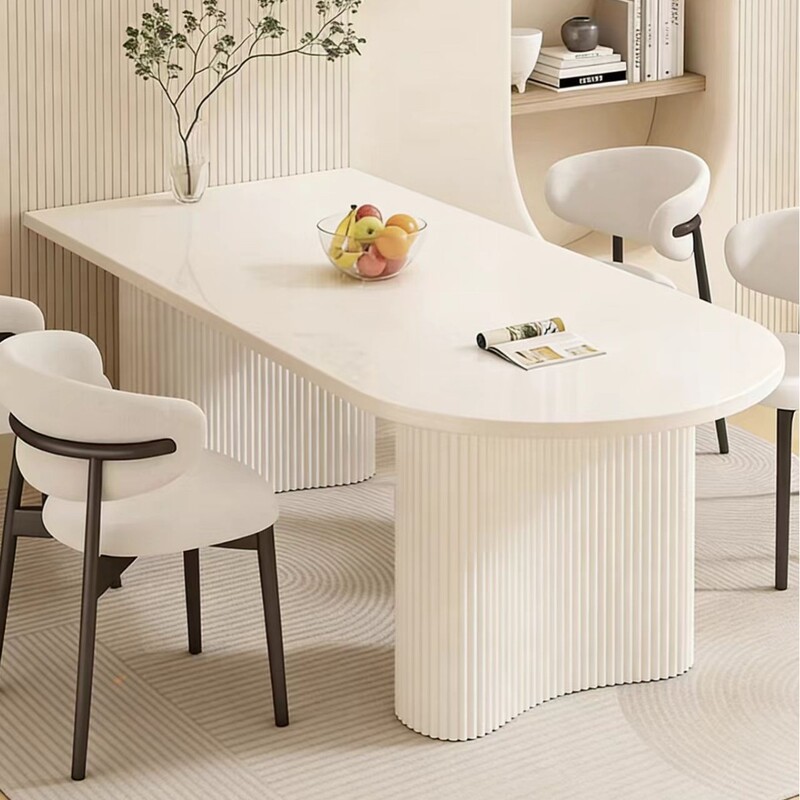 Slate Dining Table and Island Table Combo, Simple Dining Table for Home Use, French Cream Style Dining Table and Chair Set for Small Apartments Slate Dining Table and Island Table Combo, Simple Dining Table for Home Use, French Cream Style Dining Table and Chair Set for Small Apartments