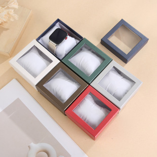 Transparent window carton gift box simple solid color watch packaging box exquisite jewelry storage box wholesale