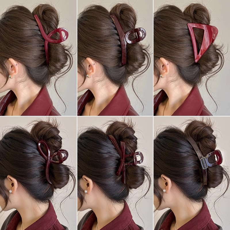 Año Nuevo clip rojo de cabello de mujer detrás de la cabeza de alta sensación de disco de cabello raspado clip de pez gran tamaño de cabello de cabello de cabello de cabello