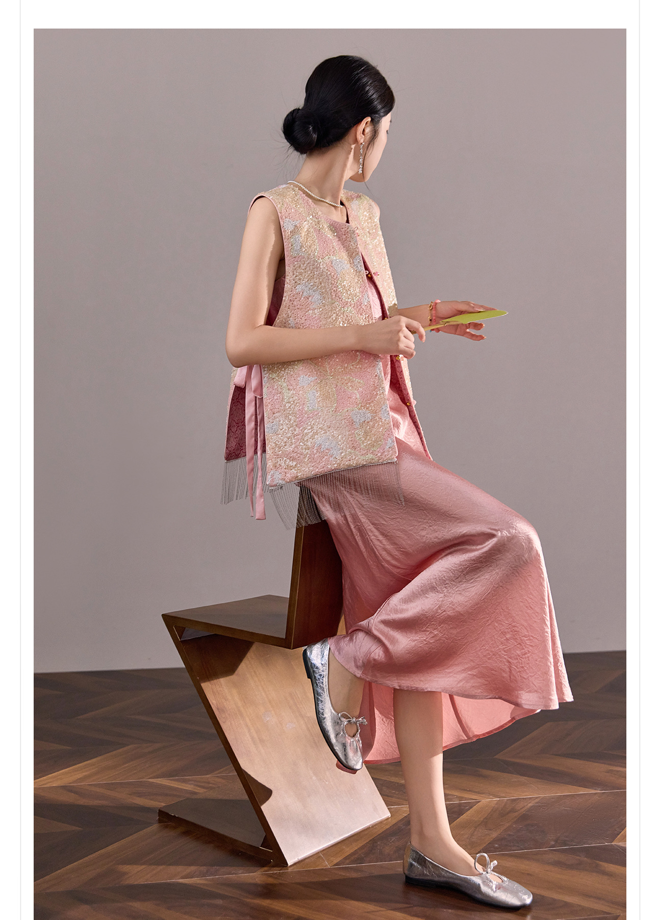 Áo vest gile nữ hai mặt phối ren đính cườm phong cách Trung Hoa mới mùa hè N2078 — Phối màu [mặc hai mặt] chi tiết 11